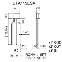 画像3: ローム製 PNP型 100kΩ内蔵 デジタルトランジスター DTA115ESA 10個