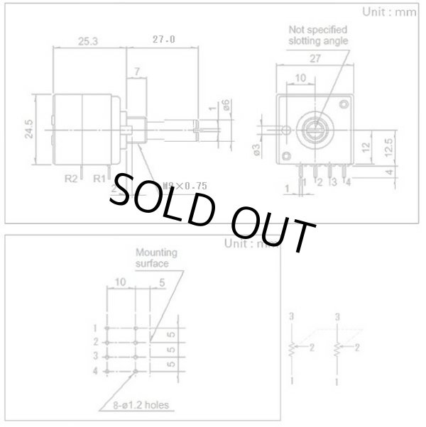 画像3: アルプス製 2連ボリューム RH2702  22ステップ 50kΩA 