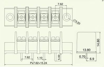 画像4: 7.62mmピッチ端子台（ターミナルブロック） 4P ネジ止め