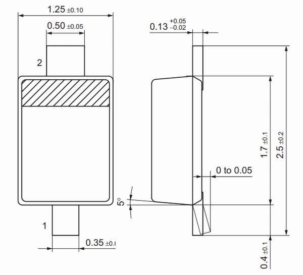 画像2: パナソニック製 40V 500mAショットキーバリアダイオード MA2Z7200G(MA2Z720) 10個